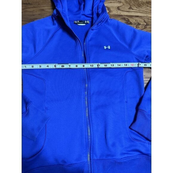 Under Armour C45 Hoodie Blue Coldgear Hooded Full Zip Fleece Sweatshirt - Picture 4 of 7